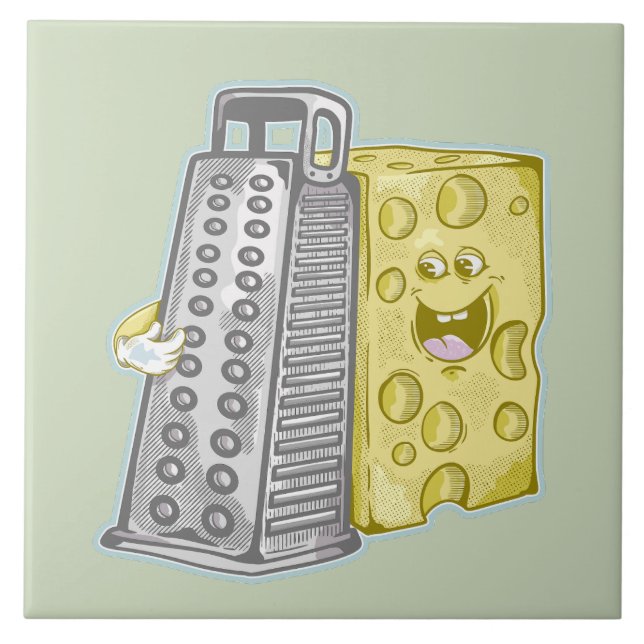 Funny cheese and cheese grater ceramic tile (Front)