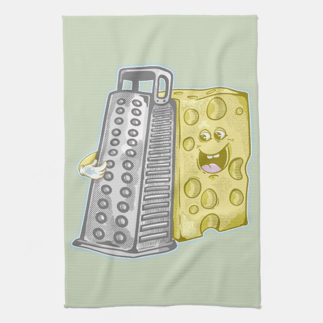 Funny cheese and cheese grater kitchen towel (Vertical)