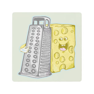 Funny cheese and cheese grater metal print
