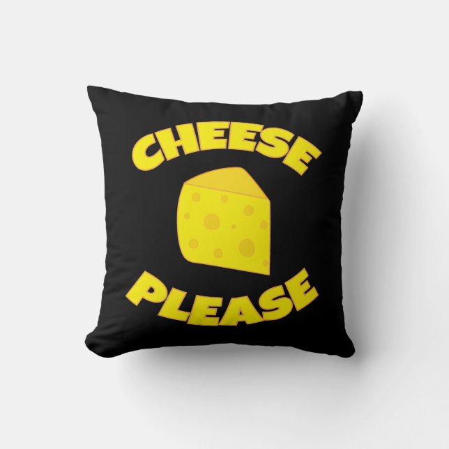 Funny Cheese Please wedge of Swiss Cheese Throw Pillow (Front)