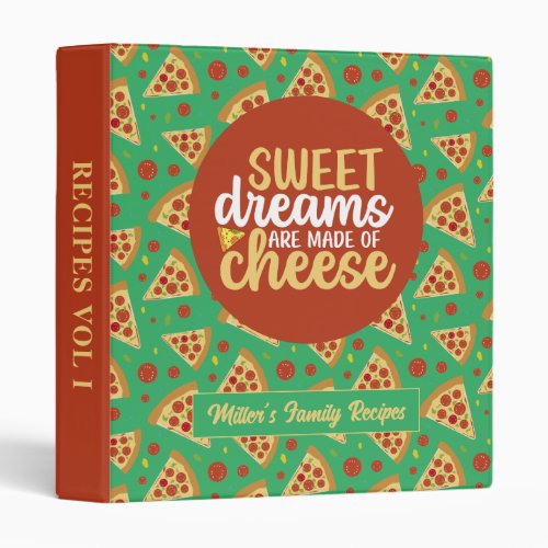 Funny Cheese Pun Pizza Lover Pattern Recipe 3 Ring Binder