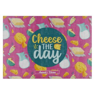 Funny Cheese The Day Retro Dairy Food Pattern 