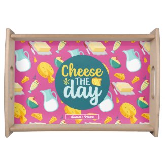 Funny Cheese The Day Retro Dairy Food Pattern