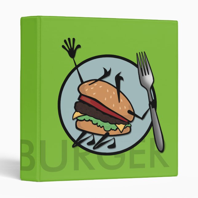 FUNNY CHEESEBURGER 3 RING RECIPE BINDER (Front/Spine)