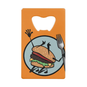 FUNNY CHEESEBURGER CREDIT CARD BOTTLE OPENER