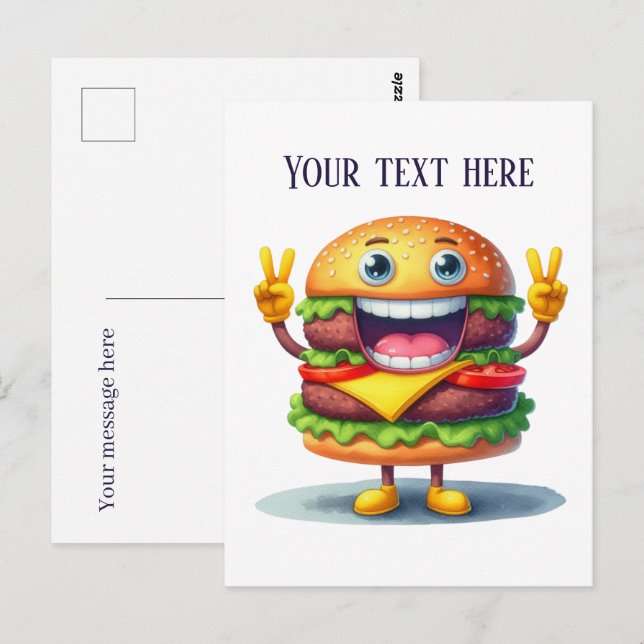 Funny cheeseburger lovers add message  postcard (Front/Back)