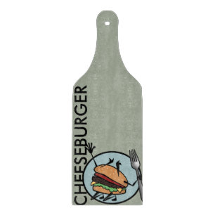 FUNNY CHEESEBURGER PADDLE CUTTING BOARD