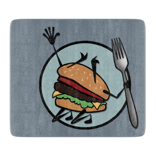 FUNNY CHEESEBURGER SQUARE CUTTING BOARD (Front)