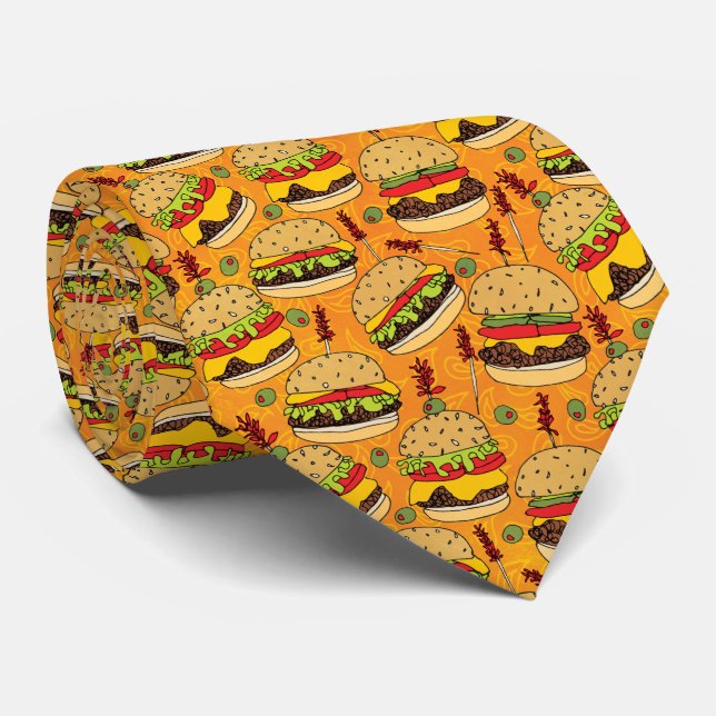 Funny Cheeseburgers Neck Tie (Rolled)