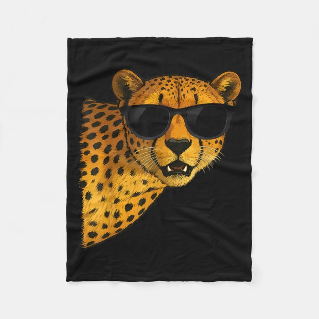 Funny Cheetah Art For Men Women Kids Animal Safari Fleece Blanket (Front)