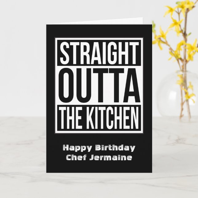 Funny Chef and Cook Saying Happy Birthday Card (Yellow Flower)