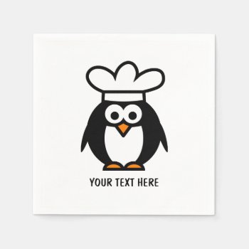 Funny Chef Cook Penguin Paper Party Napkins by cookinggifts at Zazzle