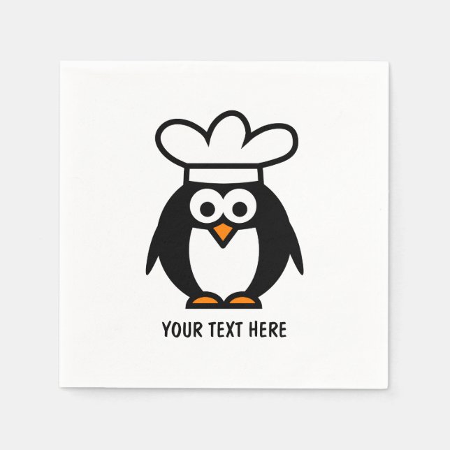 Funny chef cook penguin paper party napkins (Front)