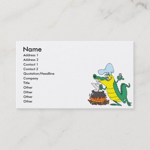 funny chef cooking gator alligator cartoon business cards