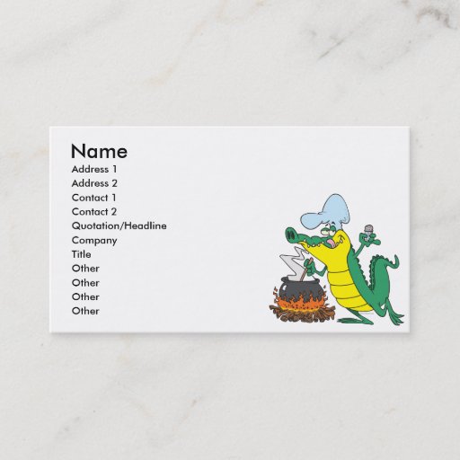 Customizable funny chef cooking gator alligator cartoon business cards