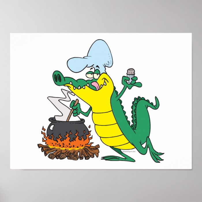 Silly and funny alligator and/or crocodile animal cartoon graphic