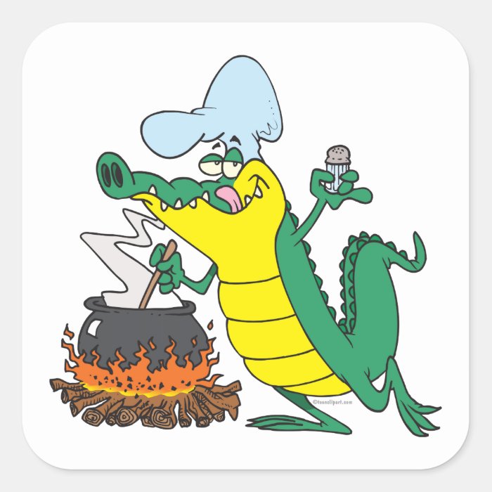 funny chef cooking gator alligator cartoon sticker