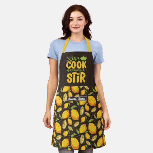 Funny Chef Cooking Pun Citrus Fruit Lemon Pattern Apron
