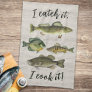 Funny Chef Fisherman Fish Catch Simple Wildlife Kitchen Towel