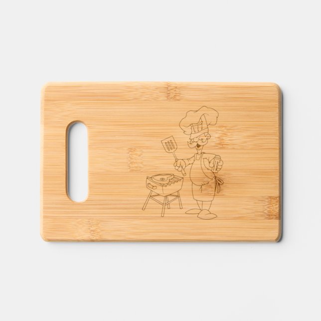 Funny Chef Grilling Kitchen Gift Engraved Cutting Board (Front)