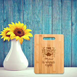 Funny Chef is Always Right, Custom Name Engraved Cutting Board