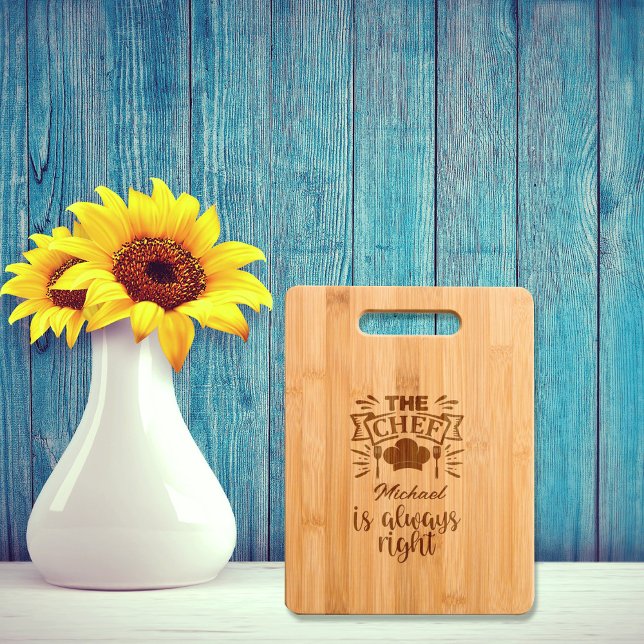 Funny Chef is Always Right, Custom Name Engraved  Cutting Board (Creator Uploaded)
