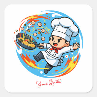Funny Chef Mascot Square Sticker