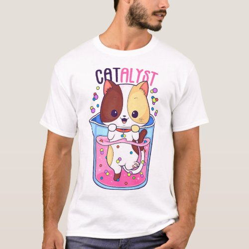 Funny Chemist Cat Catalyst Chemistry Science Pun 2 T_Shirt