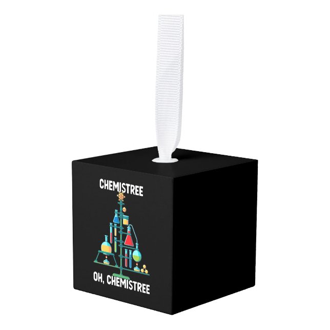 Funny Chemist Chemistry Christmas Tree Cube Ornament (Front Angled)