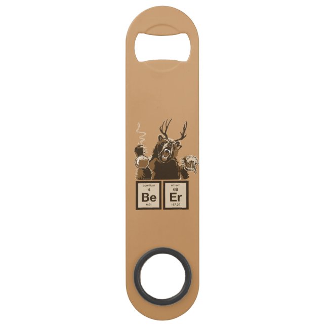 Funny chemistry bear discovered beer speed bottle opener (Front)