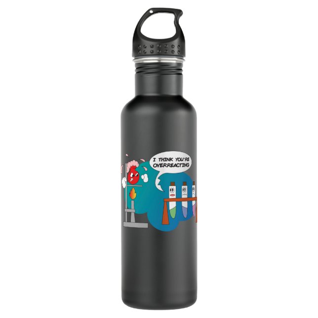 Funny Chemistry Comic Chemical Reaction Stainless Steel Water Bottle (Front)
