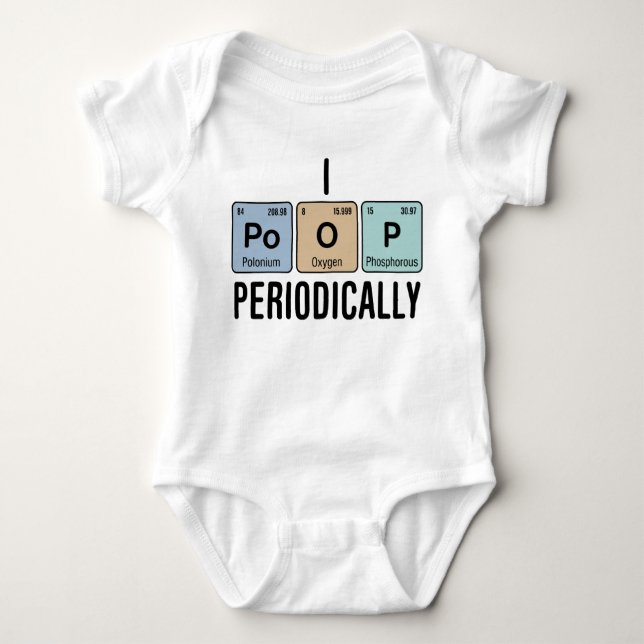Funny Chemistry Poop Periodically Baby Bodysuit (Front)