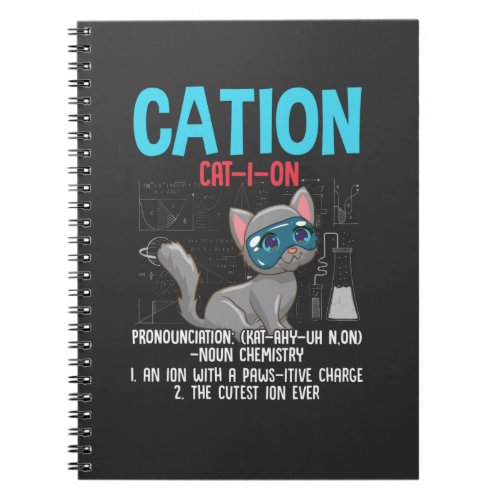 Funny Chemistry Scientist Cation Element Cat Lover Notebook