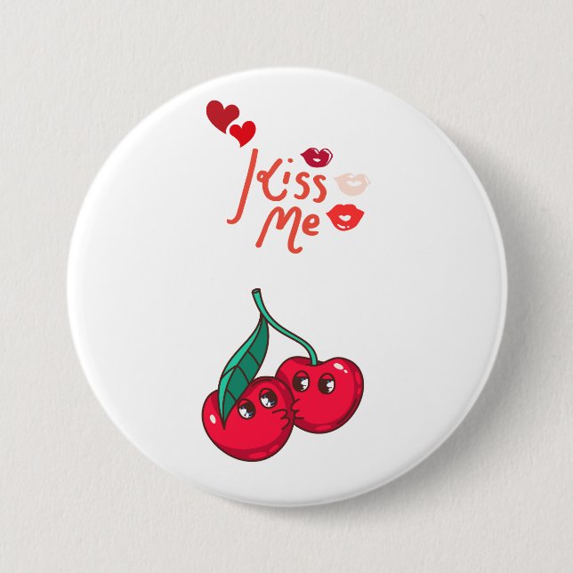 Funny Cherries in Love Button (Front)