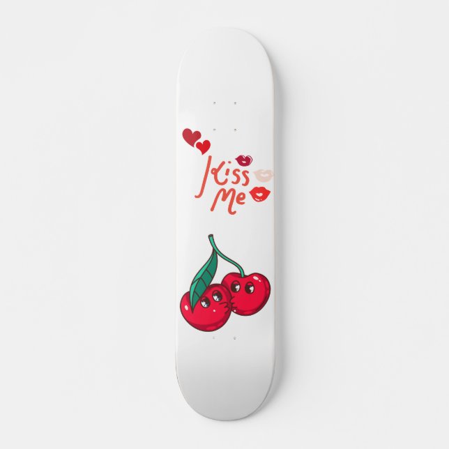 Funny cherries in love  skateboard (Front)