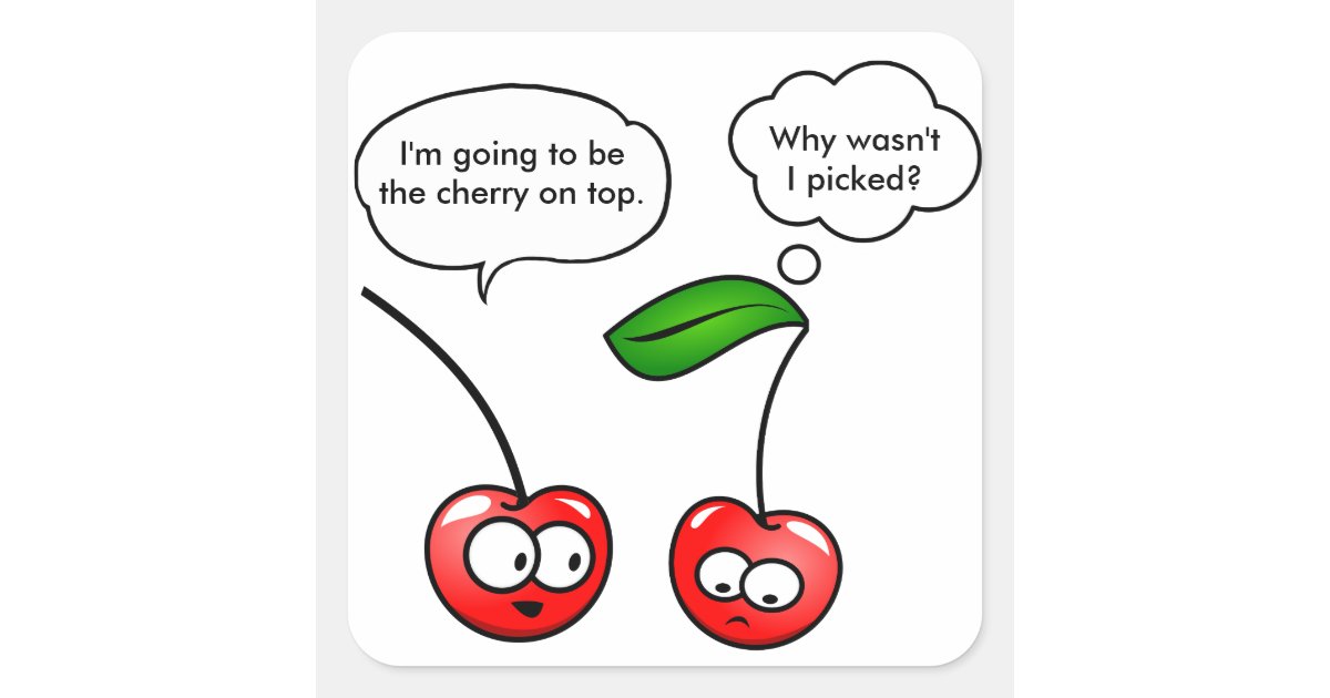 Funny Cherry Puns Joke Square Sticker Zazzle