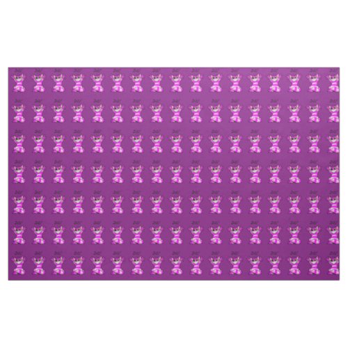 Funny Cheshire cartoon cat smile purple fabrics Fabric