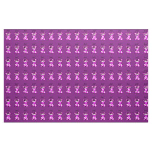Funny Cheshire cartoon cat, smile! purple fabrics Fabric