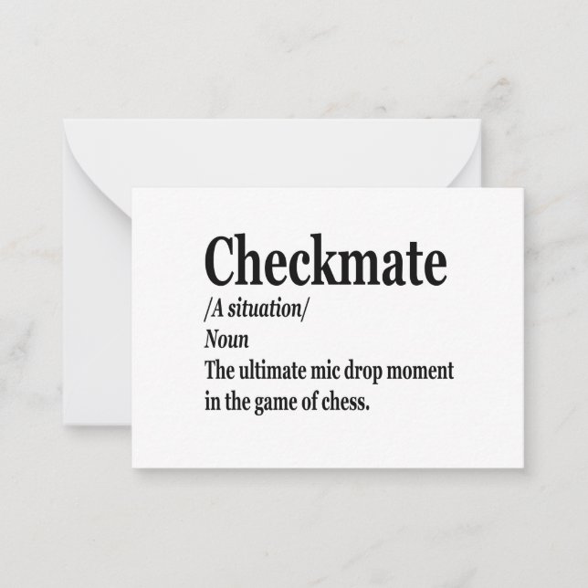 Funny Chess Checkmate Definition Chess Lover Note Card (Front)