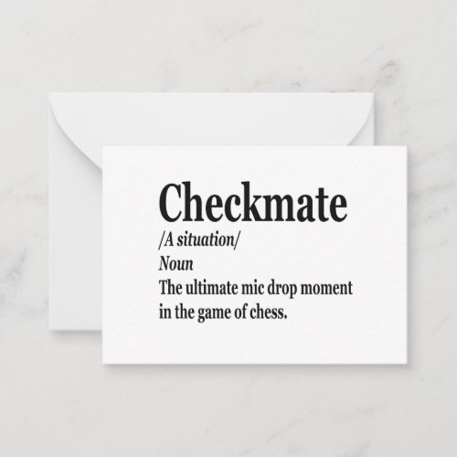 Funny Chess Checkmate Definition Chess Lover Note Card