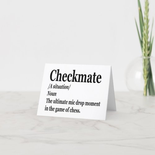 Funny Chess Checkmate Definition Chess Lover Thank You Card