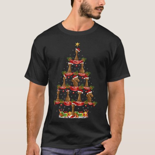 Funny Chess Game Lover Xmas Lighting Chess Christm T_Shirt