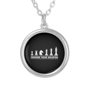 Funny Chess Gift for Chess Lover Kids Boys Girls C Silver Plated Necklace