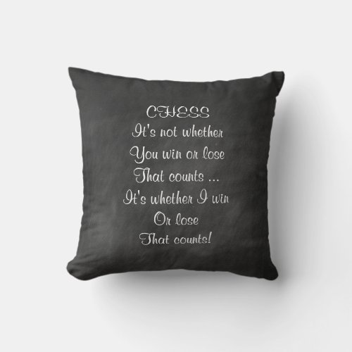 Funny chess joke gifts chalkboard throw pillow