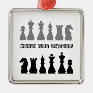 funny chess metal ornament