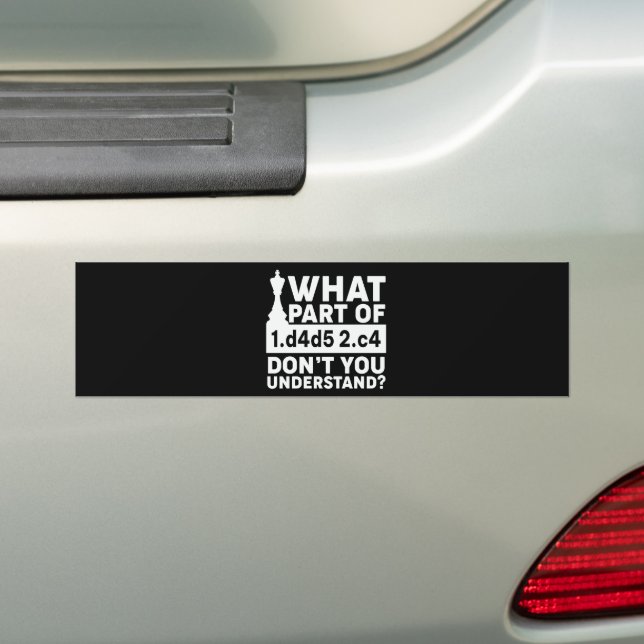Funny Chess Move Black and White Bumper Sticker (On Car)