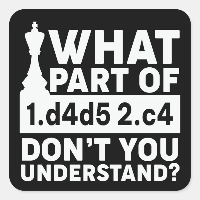 Funny Chess Move Black and White Square Sticker (Front)