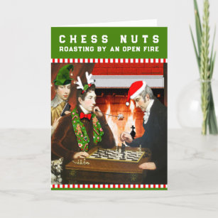 Funny Chess Nuts Christmas Holiday Card