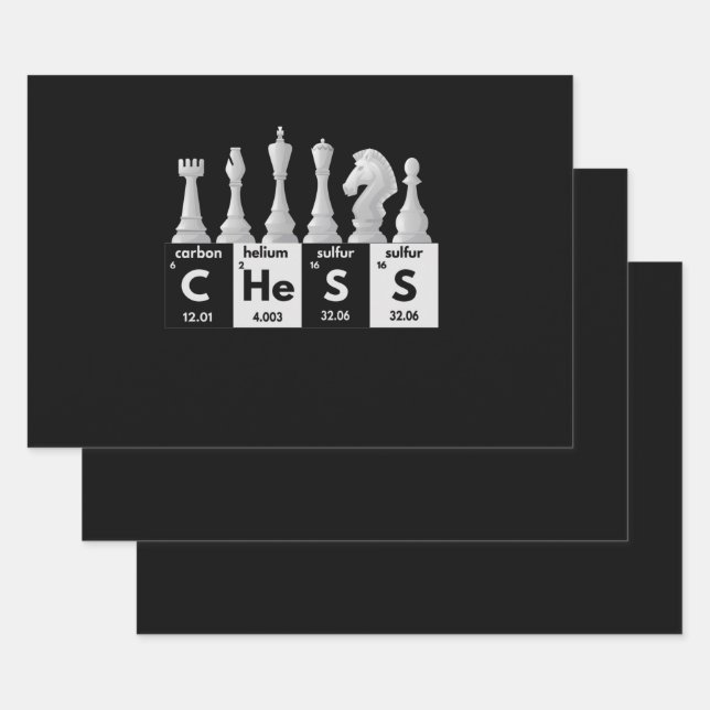 Funny Chess Player Game Board Periodic Table Gift Wrapping Paper Sheets (Set)