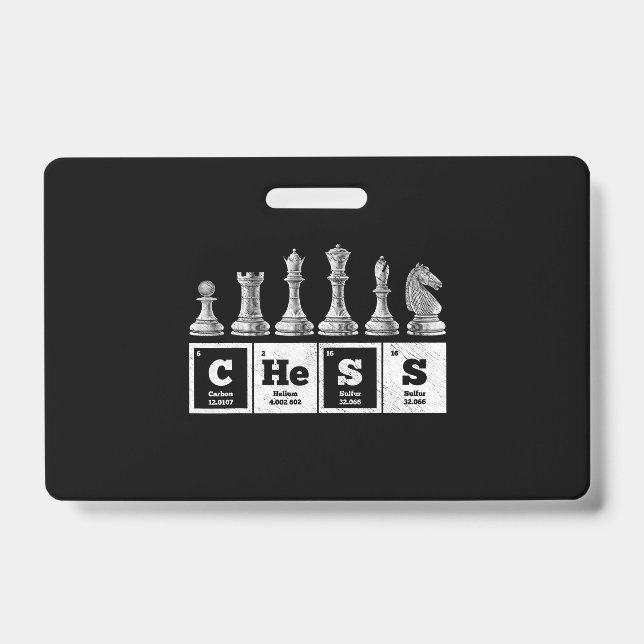 funny chess player geek periodic system chemistry badge (Front)